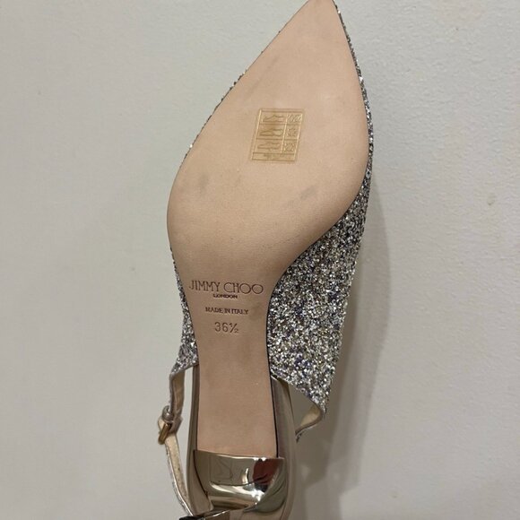 Jimmy Choo Erin 60 Glitter Platinum Pumps - Picture 6 of 8